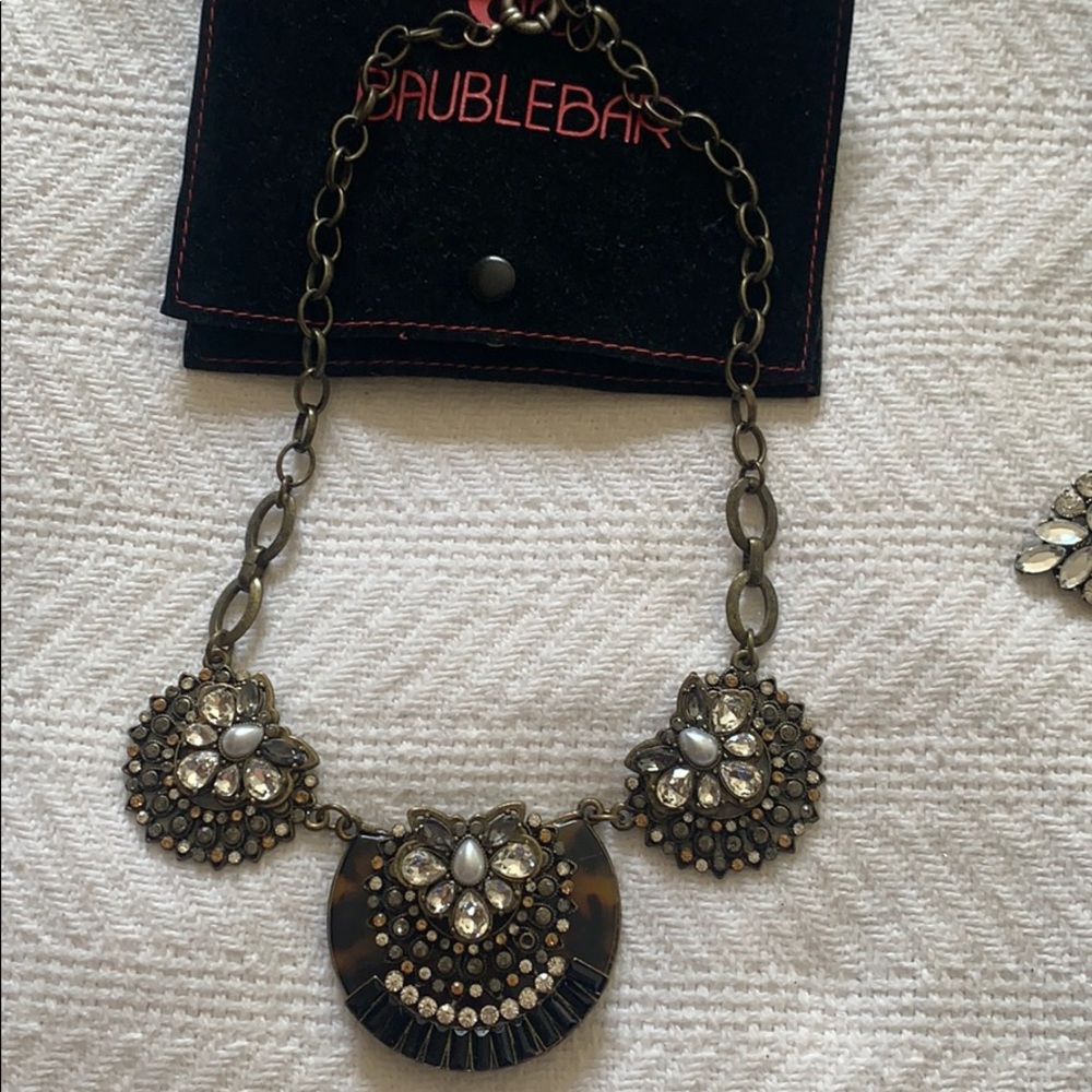 Tortoise and stone statement necklace